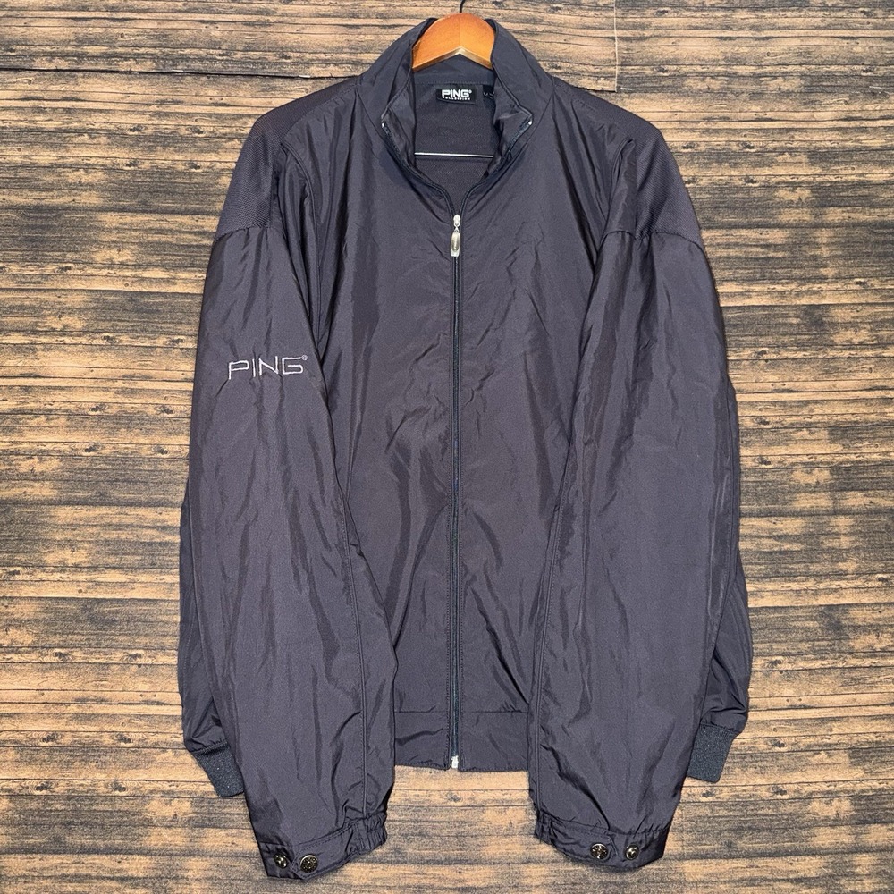 PING Collection Men's Black Golf Windbreaker Full Zip Polyester Jacket Size L